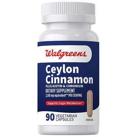 Walgreens Ceylon Cinnamon plus Biotin and Chromium Capsules - 90.0 ea