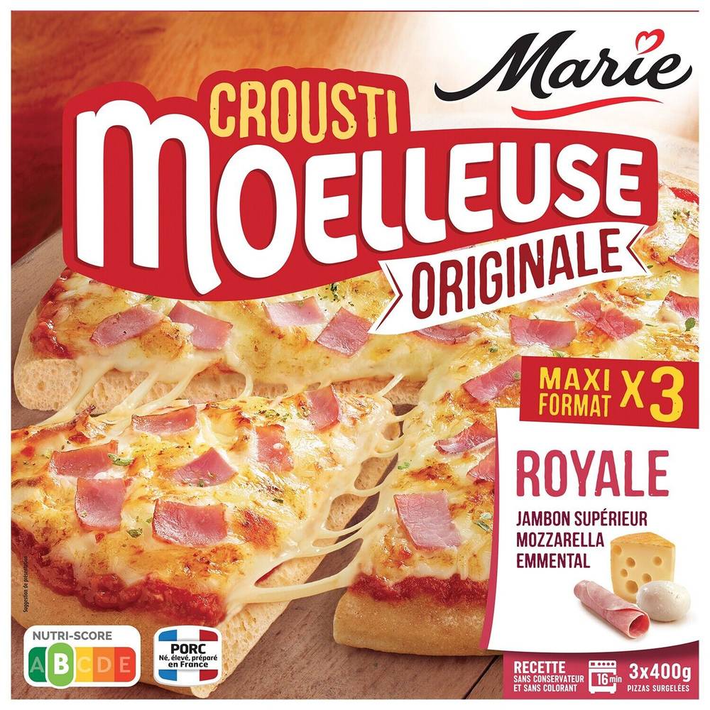 Marie - Pizza crousti moelleuse jambon fumé mozzarella et emmental (3 pièces)