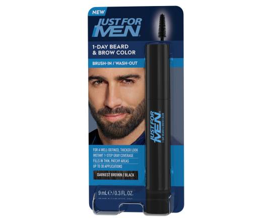 Just For Men 1-Day Temporary Beard & Brow Color Brush, Darkest Brown-Black (0.3 fl oz)