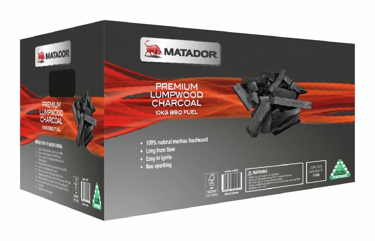 Matador 10kg Premium Lumpwood Charcoal BBQ Fuel