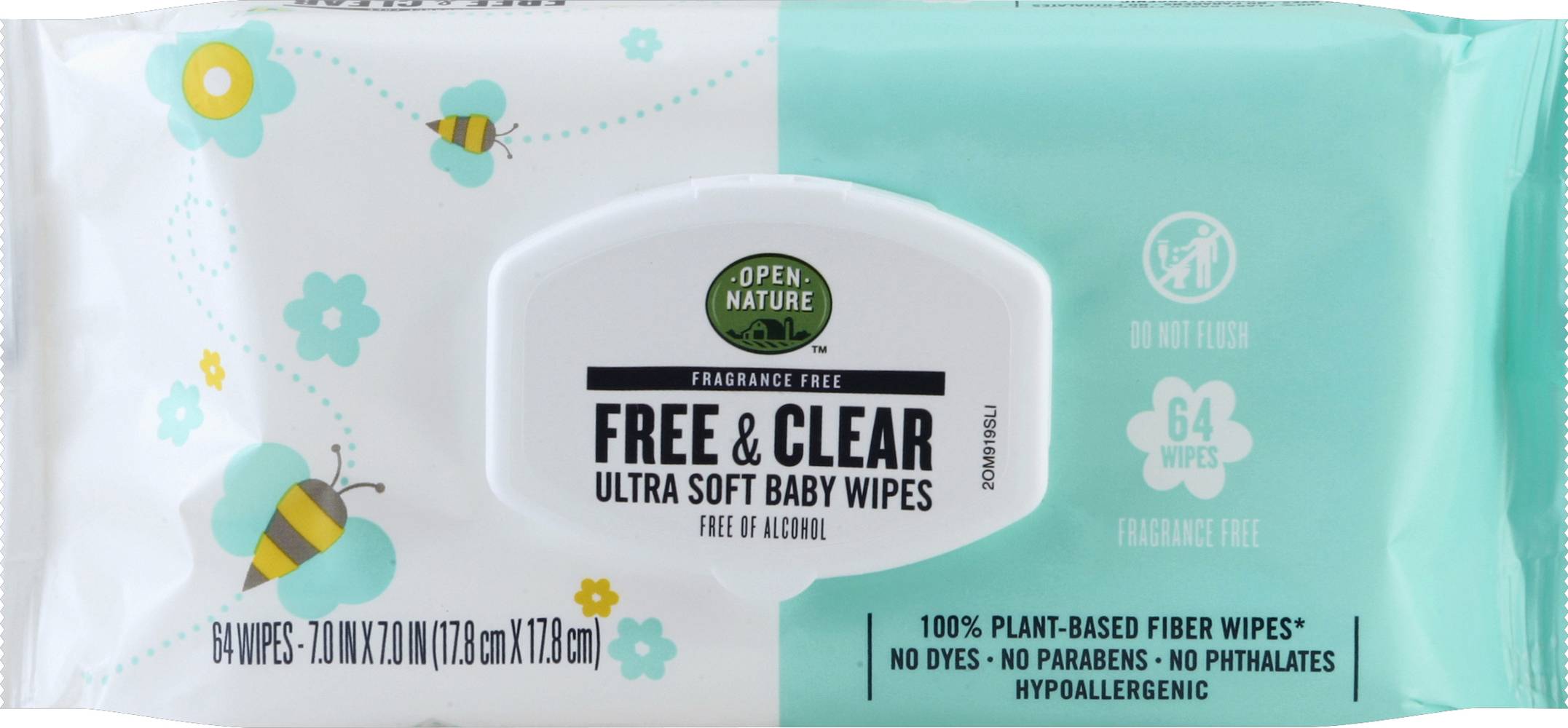 Open Nature Free & Clear Ultra Soft Baby Wipes Fragrance Free (64 pack)