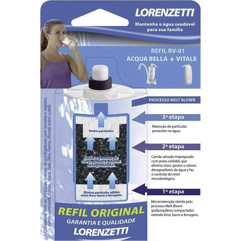 Lorenzetti refil para filtros de água vitale e acqua bella (1 unidade)