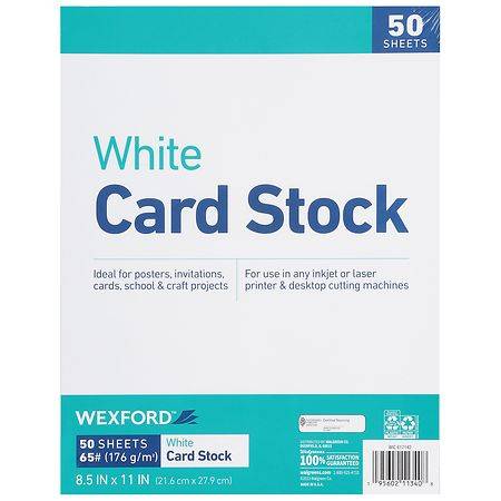 Wexford Cardstock Sheets, 8.5 in x 11 in, White (50 ct)