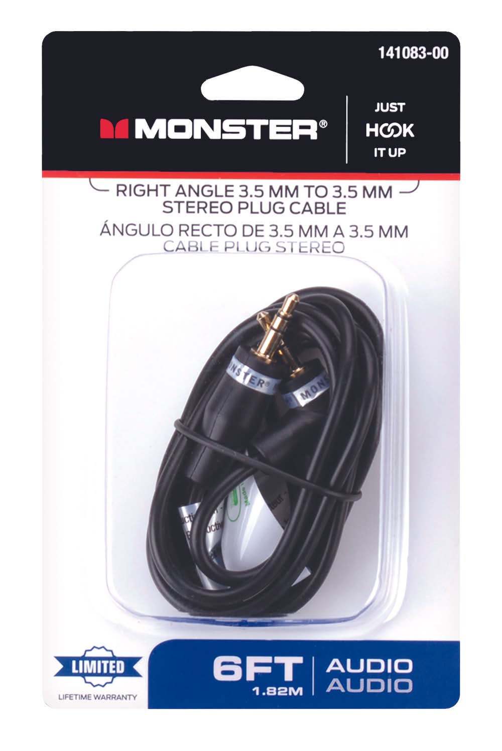Monster Just Hook It Up 6 Ft. L Stereo Plug Cable 3.5 Mm