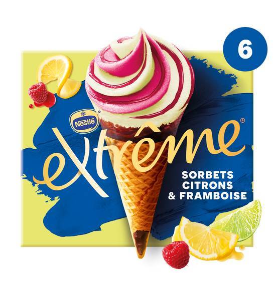 Sorbets citrons framboises - extrême - 426g, 1cone 71g