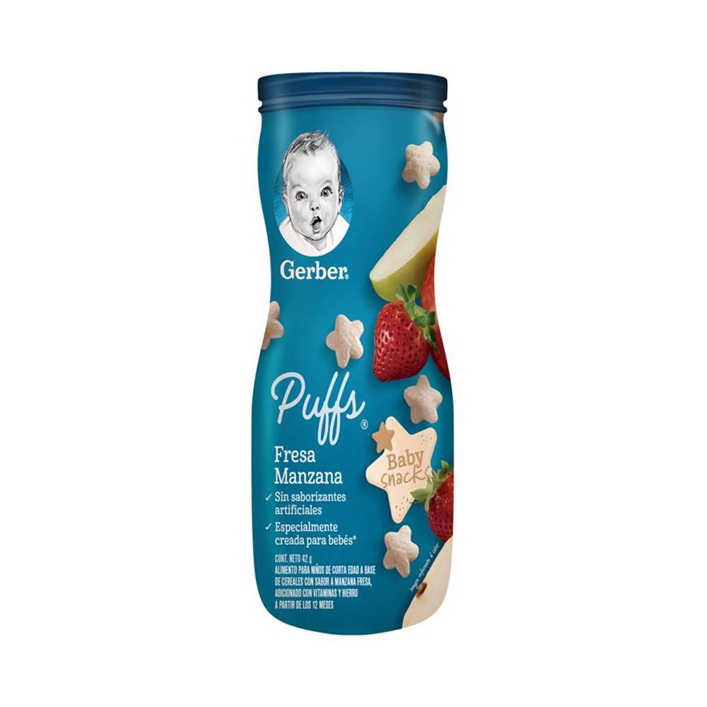 Gerber · Snack cereal puffs manzana fresa (42 g)