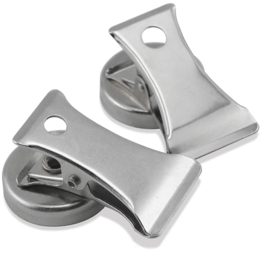 Magnet Source 1.8 In. L X 1 In. W Silver Clip Magnetic Clips 3 Lb. Pull 2 Pc