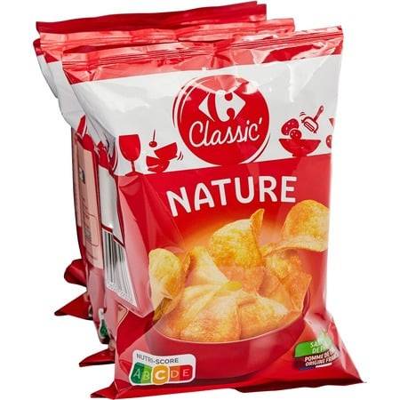 Chips nature CARREFOUR CLASSIC' - les 6 paquets de 30g