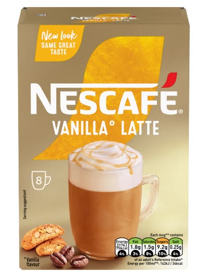 Nescafé Vanilla, Gold Latte Instant Coffee Sachets (8 pack)