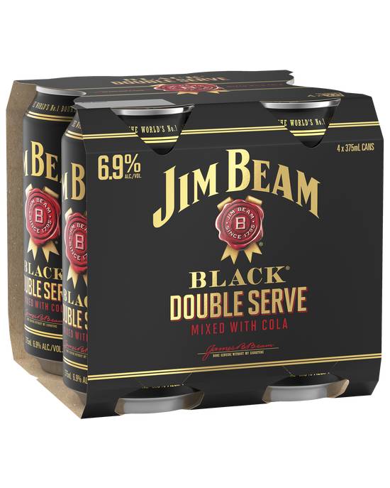 Jim Beam Black Double Serve Bourbon and Cola Cans 4x375mL