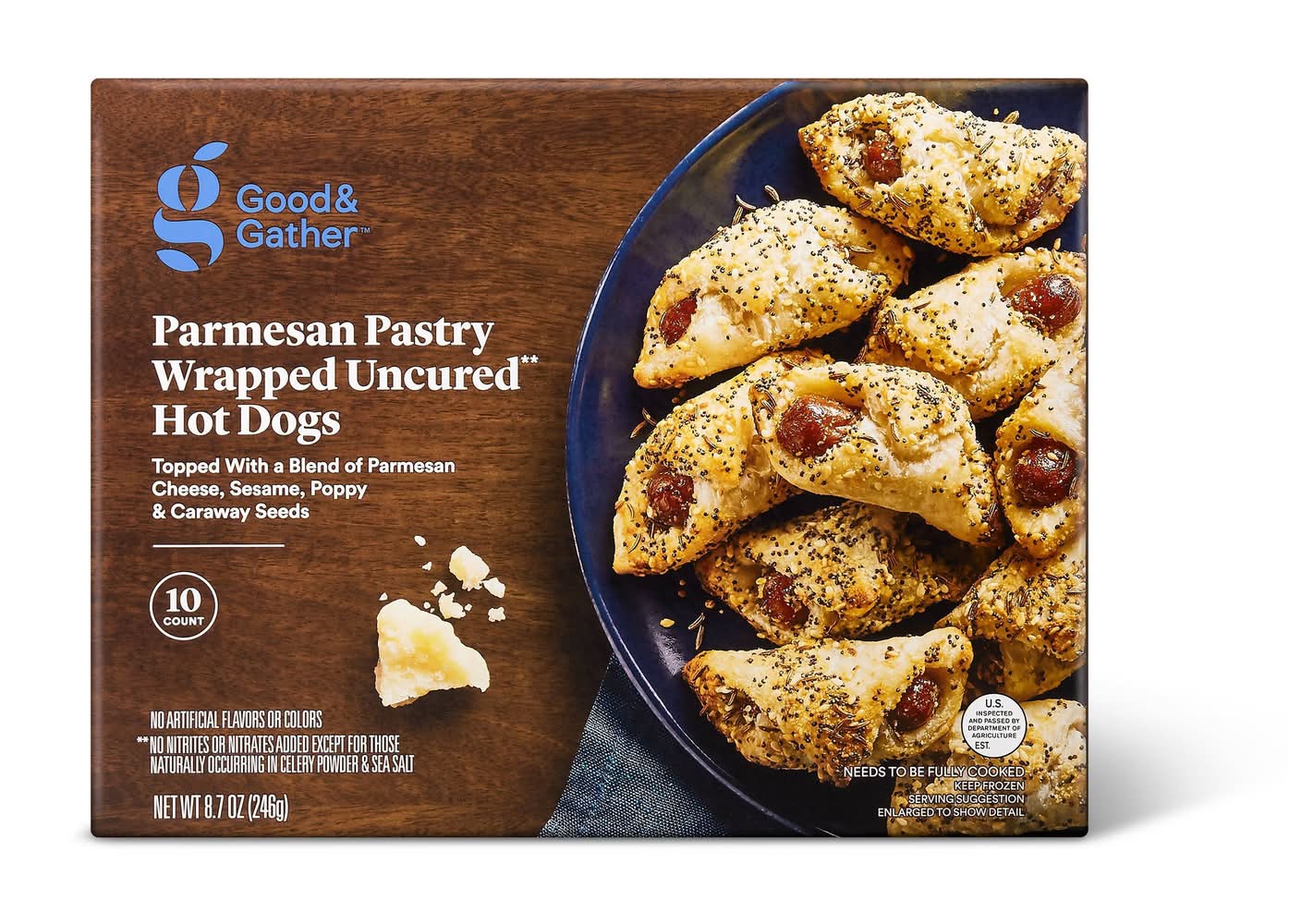 Good & Gather Frozen Parmesan Pastry Wrapped Mini Uncured Beef Hot Dogs (8.7 oz, 10 ct)