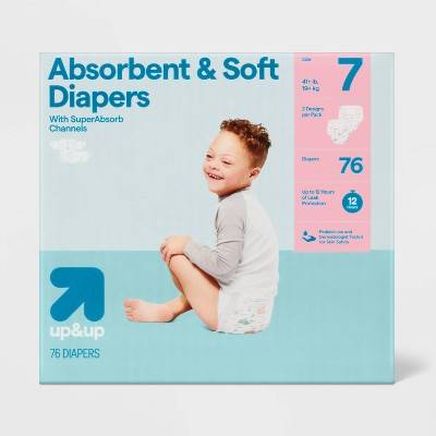 Up&Up Superabsorb Disposable Diapers pack (size 7) (76 ct)