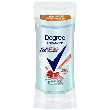 Degree Advanced Protection Antiperspirant Deodorant Stick 72-Hour Sweat and Odor Protection Fresh English Rose - 2.6 oz