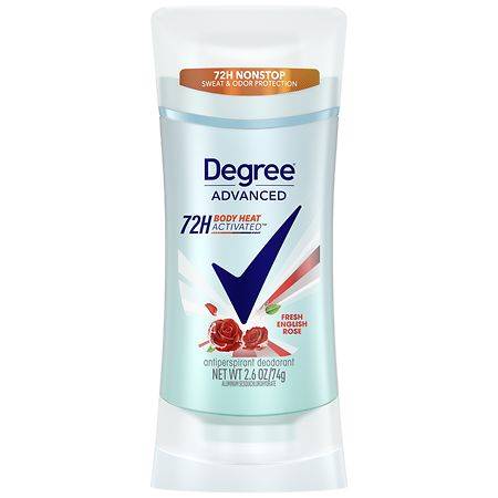 Degree Advanced 72-hour Body Heat Activated Antiperspirant Deodorant, Fresh English Rose (2.6 oz)