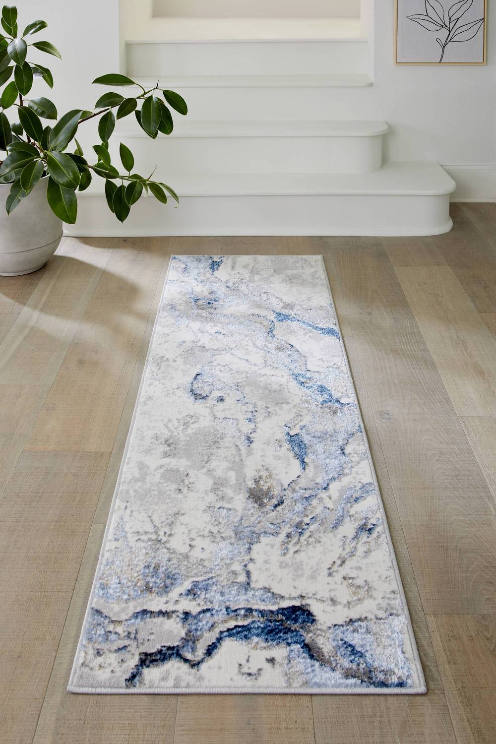 Style Selections Nightsky Marble 2 X 6 (ft) Blue Gray Indoor Geode Runner Rug | 23110