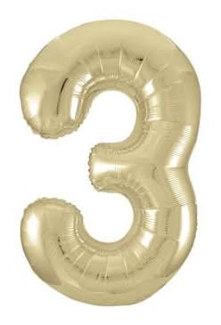 INFLATED Giant Gold Foil Number Balloon 34in 3
