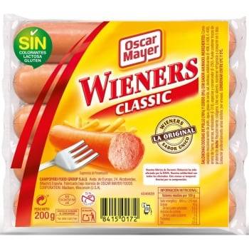 Salchichas classic Wieners Oscar Mayer sin gluten 200 g.