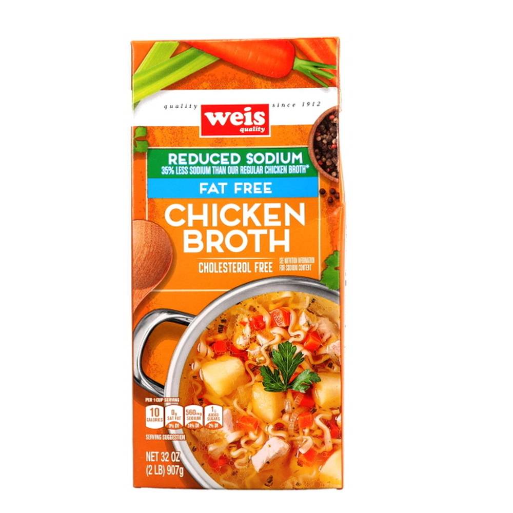 Weis Quality Reduced Sodium Chicken Broth (32 oz)