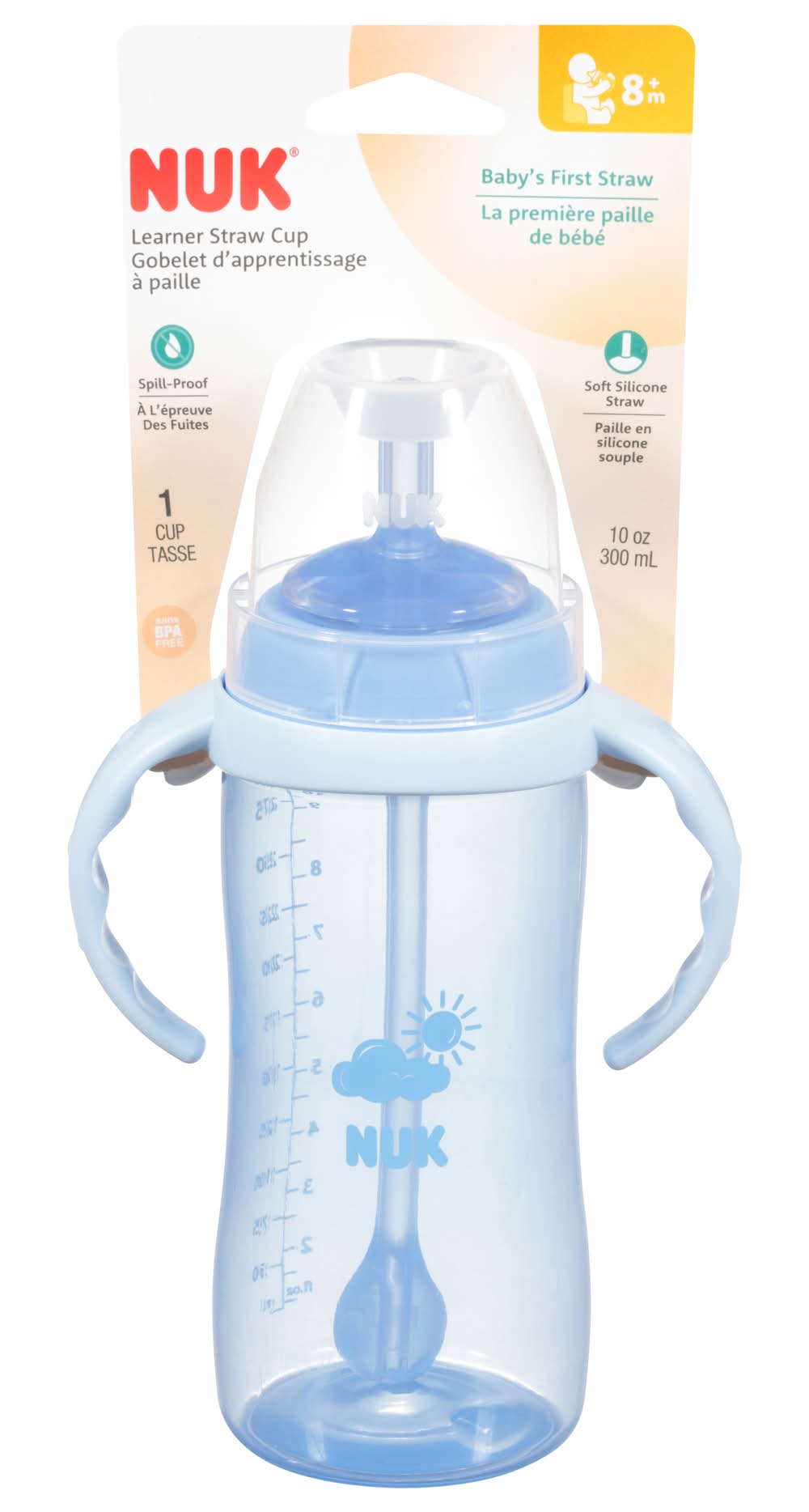 NUK Learner Straw Cup, Blue,White,Purple (10 oz)