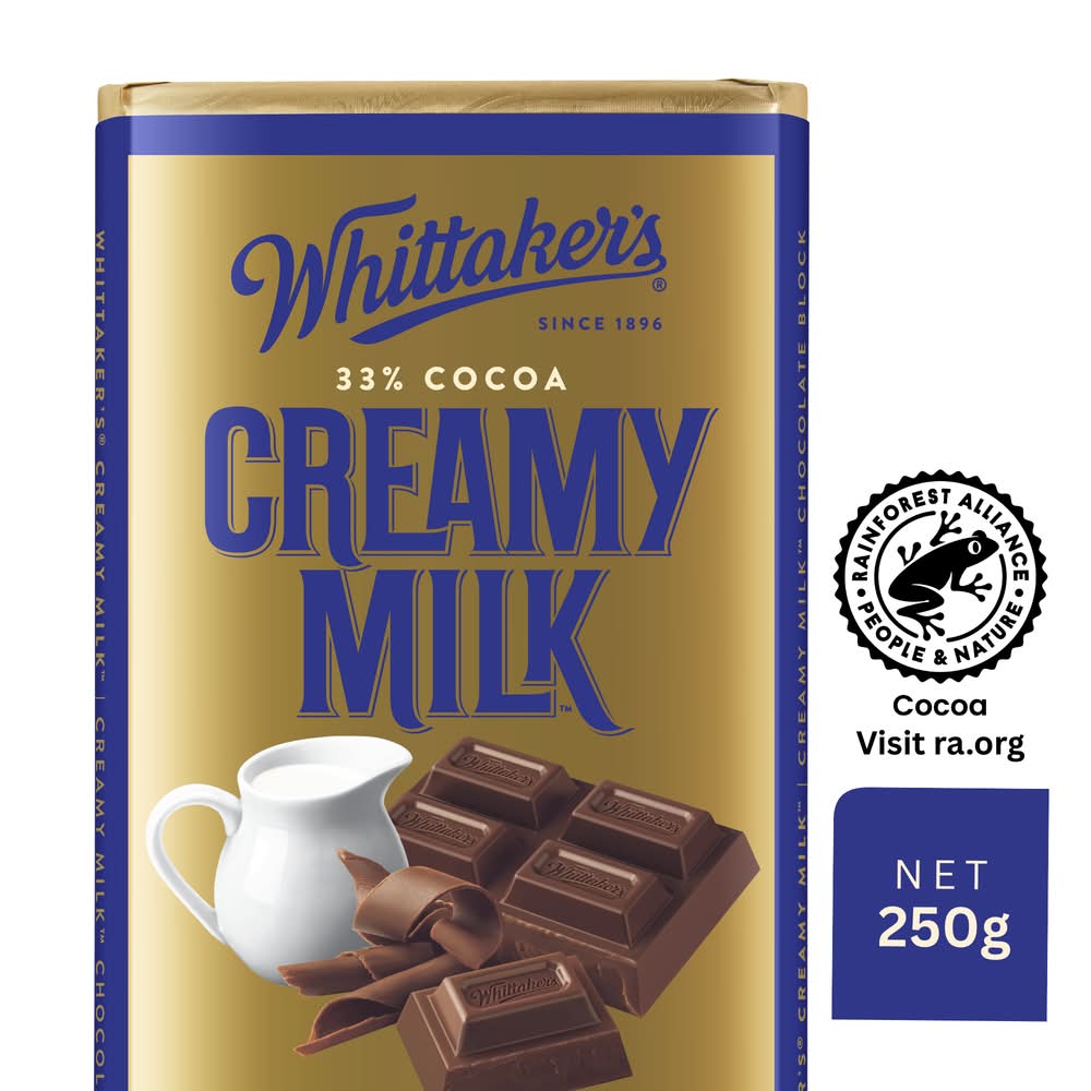 Whittaker's Creamy Milk Chocolate Bar, Cocoa (250g)