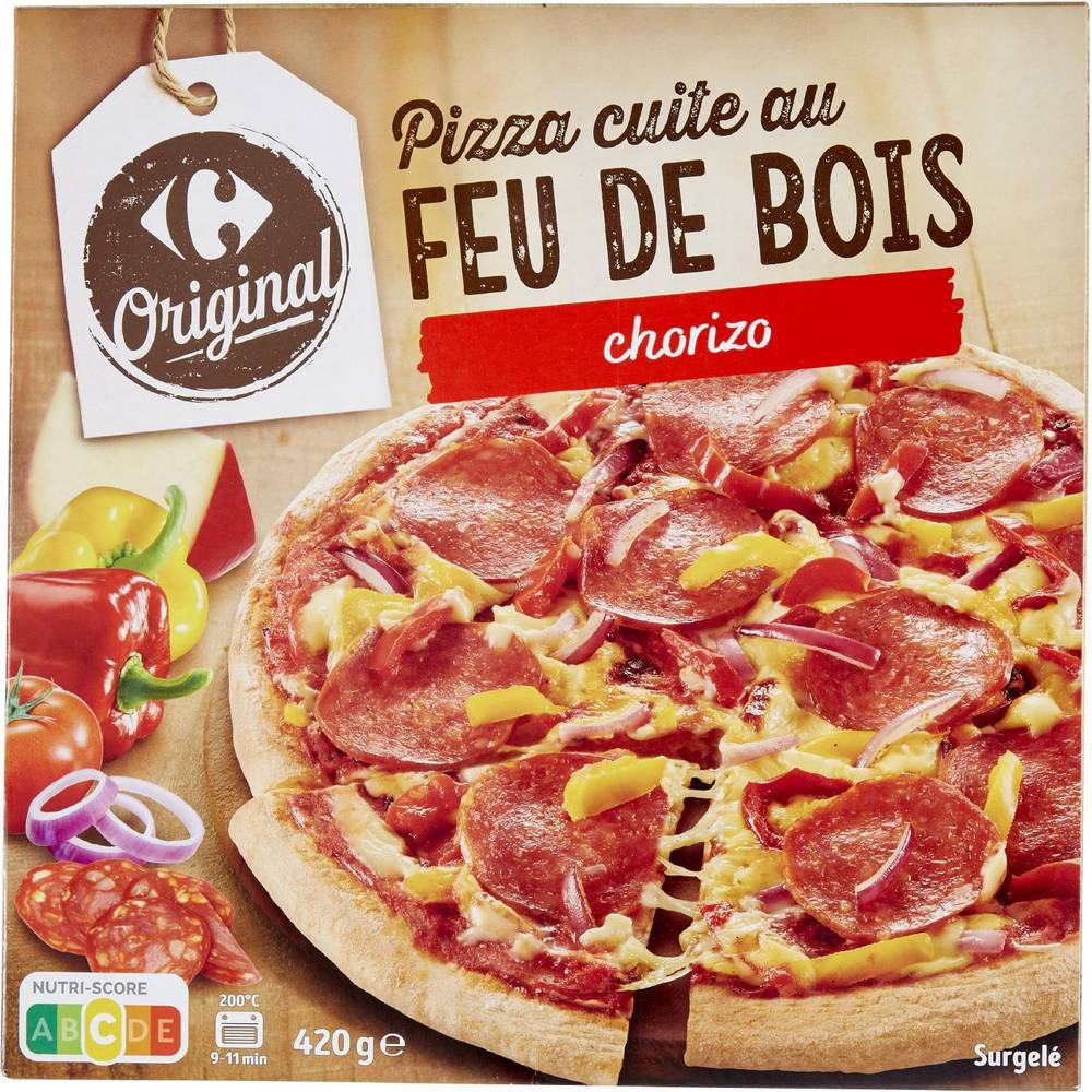 Carrefour Original - Pizza au chorizo au feu de bois (420g)