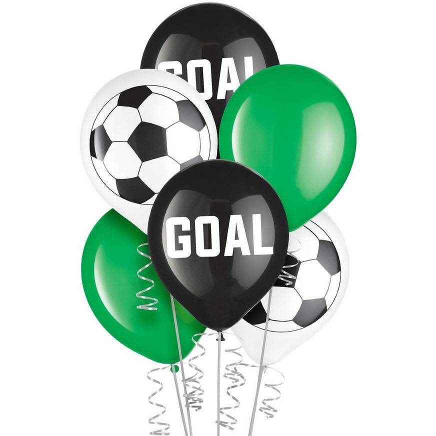 Party City Goal Soccer Latex Balloon, Black-White-Green