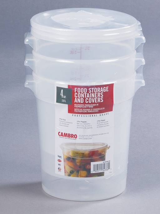 Cambro - 4 Quart Round Container, 3-pack, clear (1X3|1 Unit per Case)