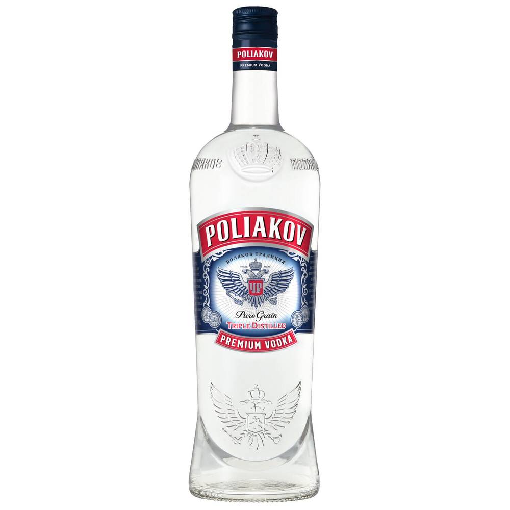 Vodka pure grain triple distilled POLIAKOV - la bouteille de 100cL