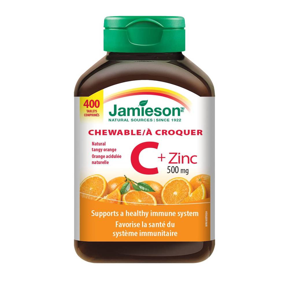 Jamieson Vitamine C + Zinc À Croquer, 500 Mg, 400 Comprimés