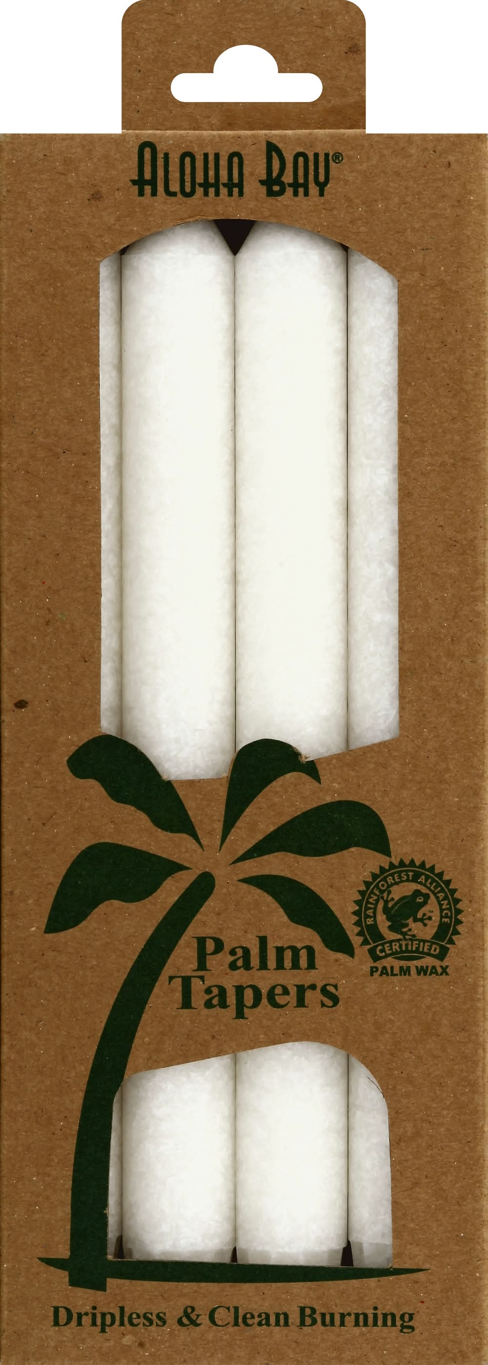 Aloha Bay Dripless & Clean Burning White Palm Tapers