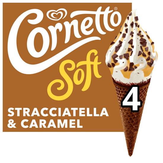 Cornetto Soft Ice Cream Cones Stracciatella & Caramel 4x 140 ml