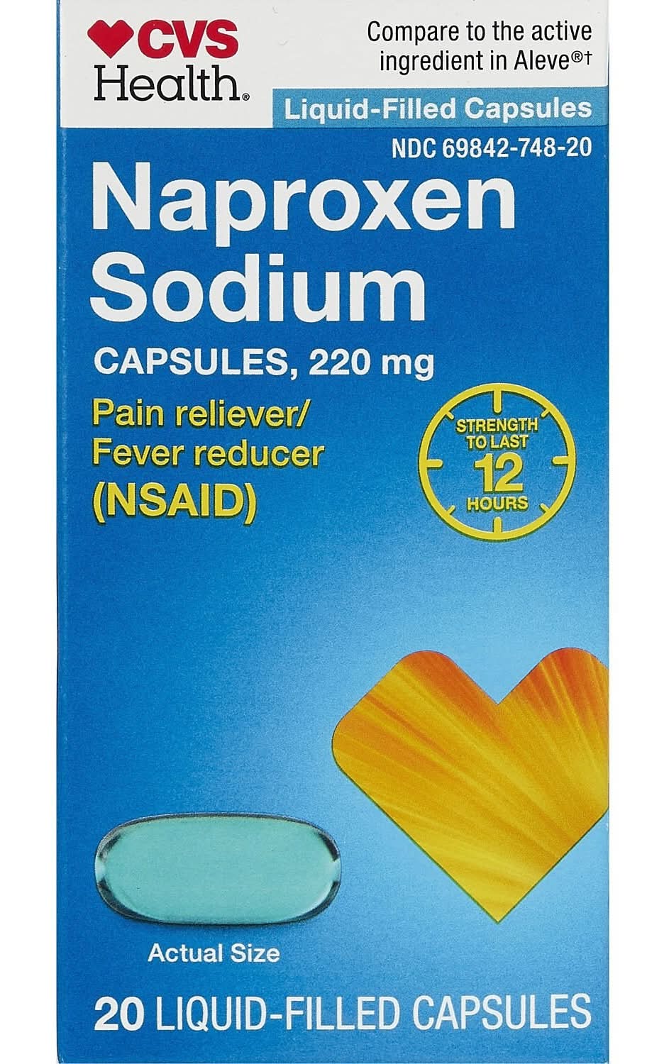 Cvs Naproxen Sodium 220 Mg Liquidid-Filled Capsules, 20 Ct