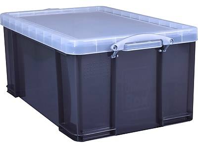Really Useful Box 67.63 Quart Storage Container with Lift Off Lid, Plastic, Transparent Smoke (64TSMK)