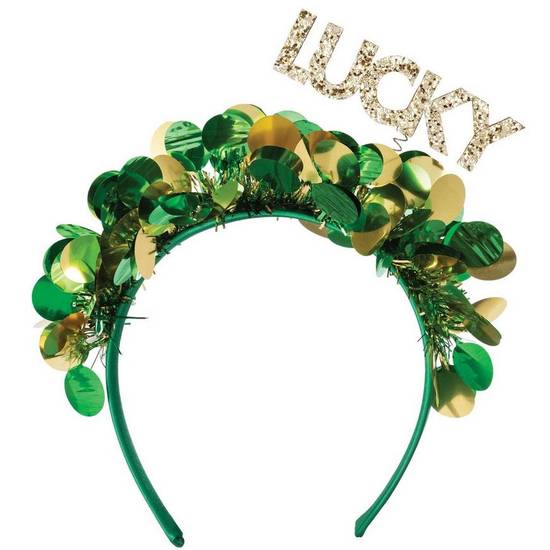 Party City Glitter Lucky St. Patrick's Day Tinsel and Plastic Head Bopper (6.6 in x 6.8 in)