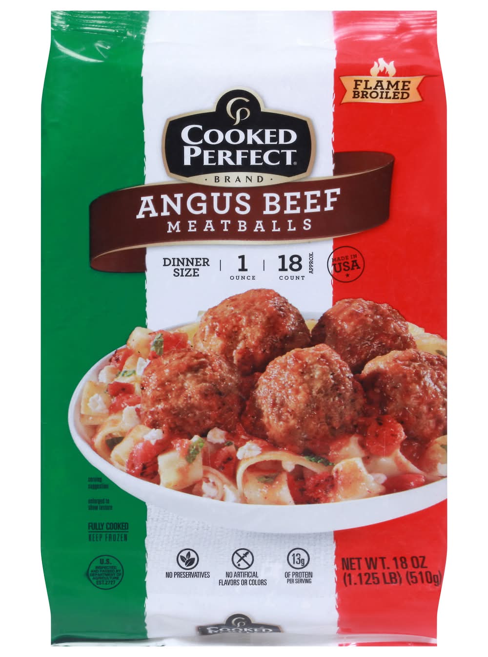 Cooked Perfect Dinner Size Angus Beef Meatballs (18 oz, 18 ct)
