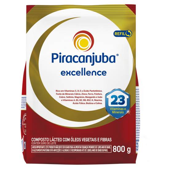 Piracanjuba composto lácteo excellence com óleos vegetais e fibras (800g)
