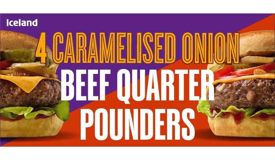 Iceland Caramelised Onion Beef Quarter Pounders (4 pack)