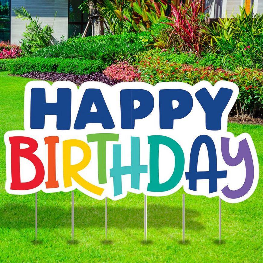 Party City Happy Birthday Corrugated Plastic Yard Sign (assorted)