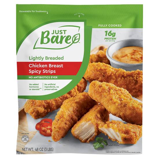 Just Bare Lightly Breaded Chicken Breast Spicy Strips