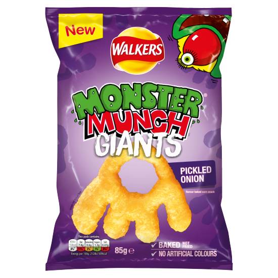 Walkers Monster Munch Giants Pickled Onion Snacks Crisps (85g)