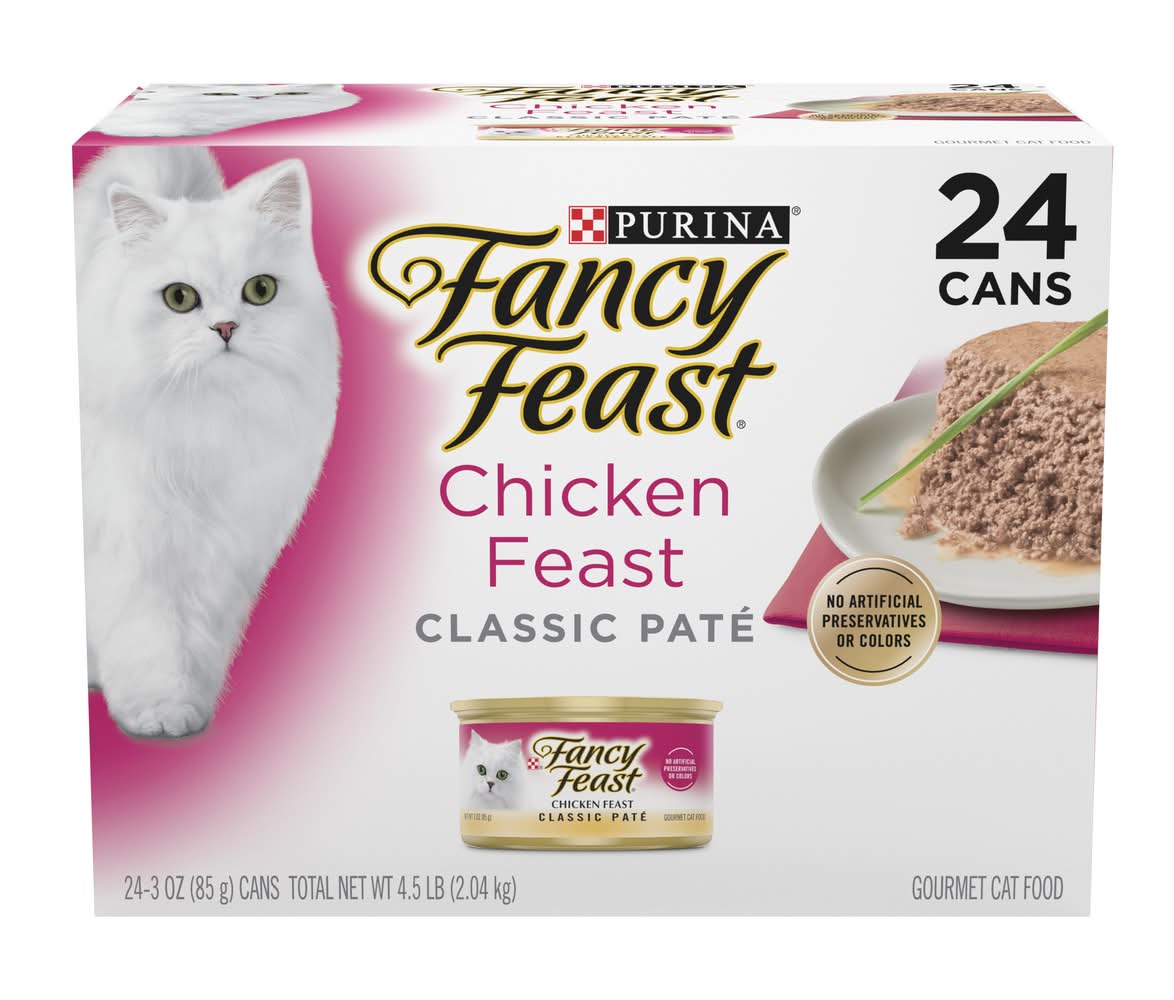 Purina Fancy Feast Classic Pate Wet Cat Food, Chicken Feast (24 x 3 oz)