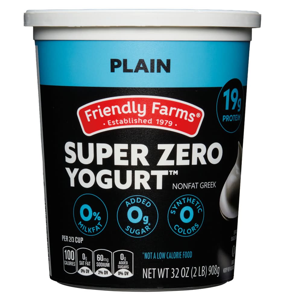 Friendly Farms Blended Greek Fat Free Protein Plain Yogurt (32 oz)