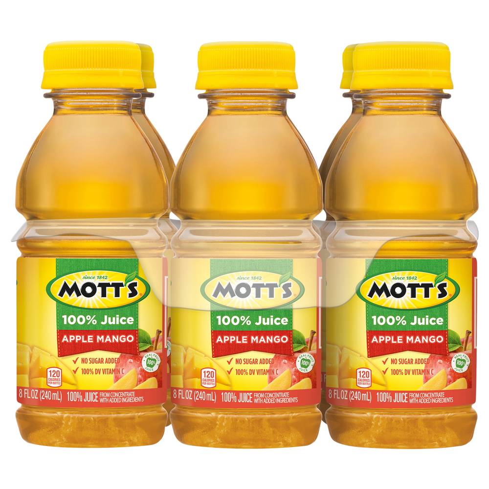 Mott's 100% Apple Mango Juice From Concentrate No Sugar Added (6 ct, 8 fl oz)