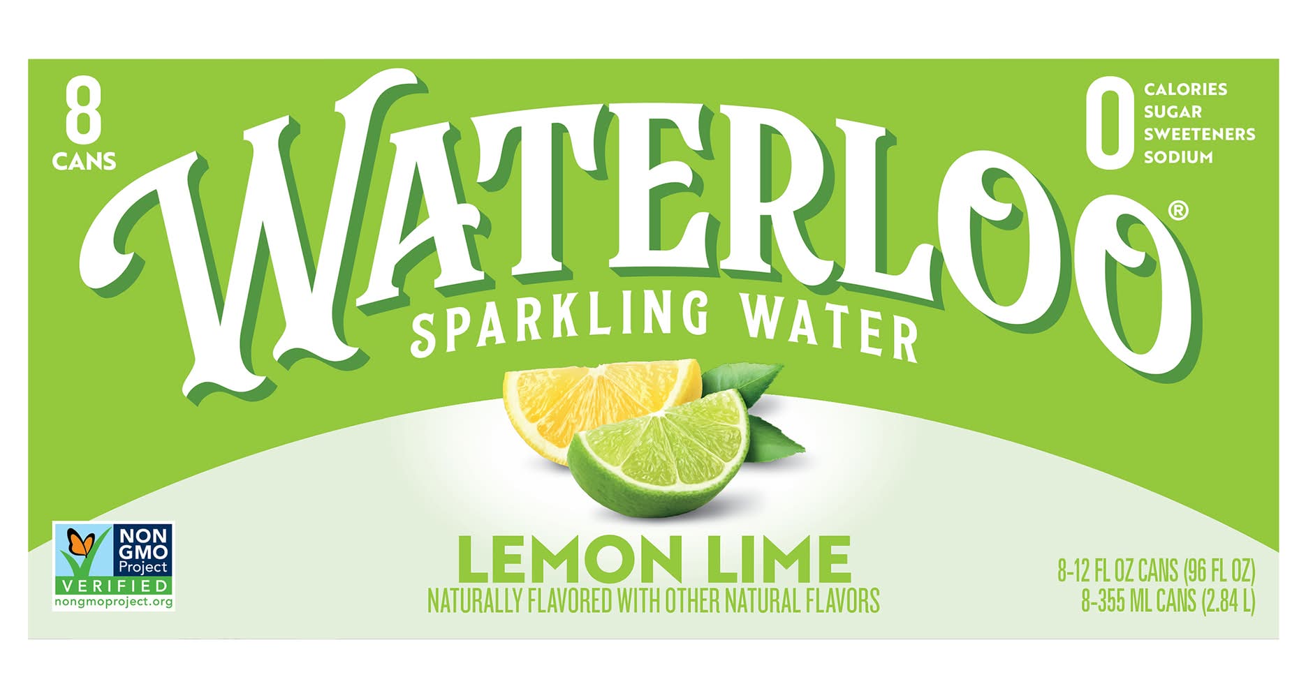 Waterloo Sparkling Water, Lemon Lime (8 x 12 fl oz)