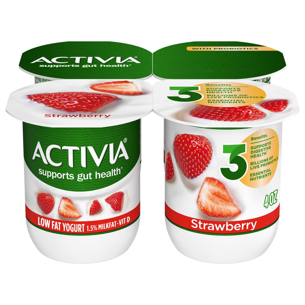 Activia Lowfat Probiotic Strawberry Yogurt (4 ct)