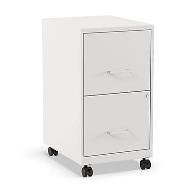 Staples® 2-Drawer Mobile Vertical File Cabinet, Letter Size, Lockable, 26.3H x 14.3W x 18.9D, White (ST52155-CC)