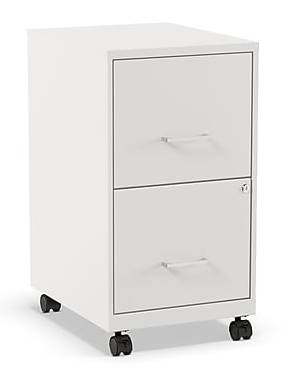 Staples 2-Drawer Mobile Vertical File Cabinet, Letter Size, Lockable, 26.3H x 14.3W x 18.9D, White (ST52155-CC)