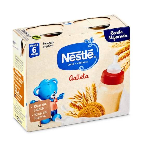 Papilla Líquida Leche y Cereales con Galleta Nestlé 2x250Ml.