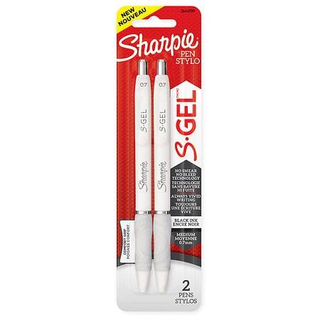Sharpie S-Gel White Barrel Blk 0.7mm 2ct