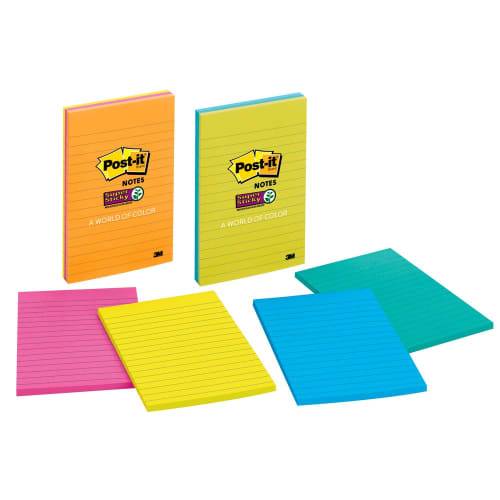 Post-It 4" X 6" Super Sticky Ruled Notes (3 ct)
